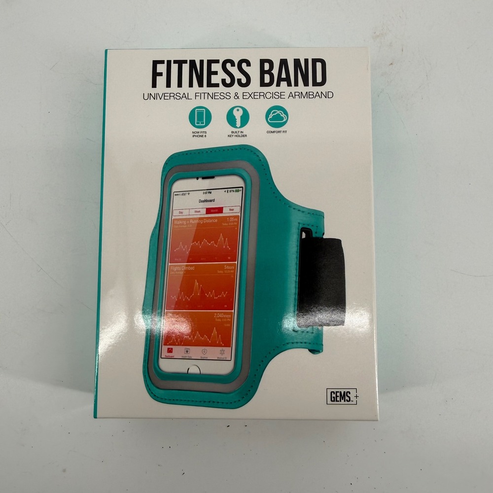 GEMS+ Universal Fitness Exercise Armband Teal iPhone 6 6S SE 5S 5C 4S iPod Touch